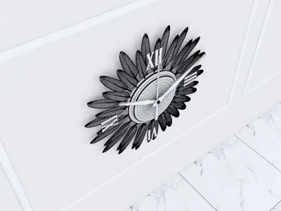 Decorative Metal Clock plants with gold  m9 3D model