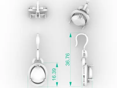 Pear Cut Drop Earrings 3D print model