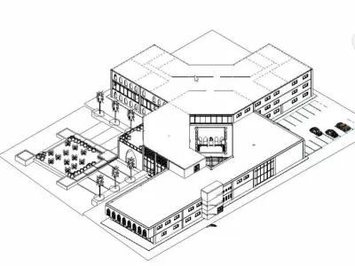 CULTURAL CENTER -compelete revit project -P3 3D model