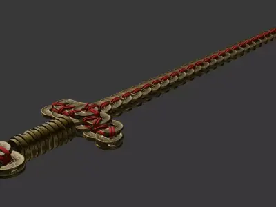 Vintage Chinese Coin Sword Free 3D model