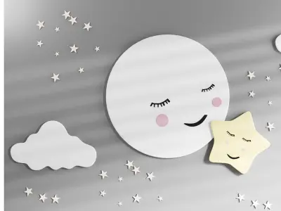Decorative wall panel for children 02 3D model