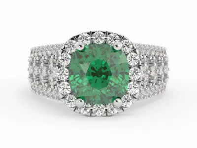 Cushion Emerald large bling with round diamonds 3dm 3D print model