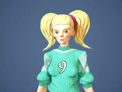 Basket girl Low-poly 3D model purchase