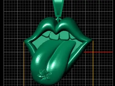 MOUTH TOUNGH FLOWER DESIGN PENDANT 3D PRINTABLE MODEL 3D print model