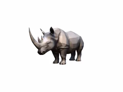 3d Render Lone Rhino In The Savanah 3D model