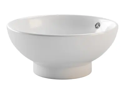 Round Countertop Vessel Bathroom Sink White with Overflow 3D model