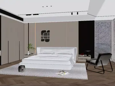 Modern Minimalist Bedroom 3D model
