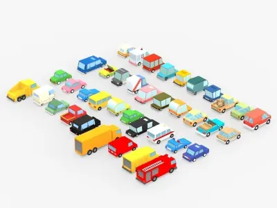 39 Cartoon Cars Collection 3D model