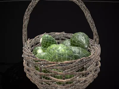 Basket of Artichokes Low-poly 3D model