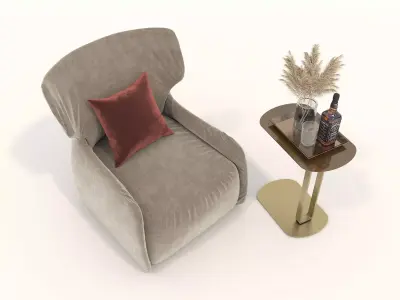 Modern Coffee Table and Armchair Set 54 3D model