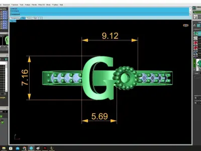 Luxury Letter G Ring 3D Jewelry Model 4368 3D print model