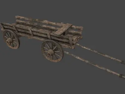 Wooden  Cart Low-poly 3D model