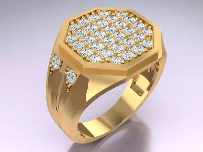 Diamond Rings - Mens Ring - N4192 3D print model