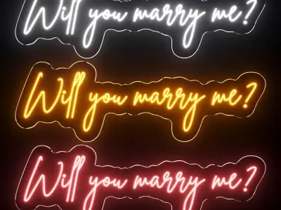 Will You Marry Me Neon Sign 3D model