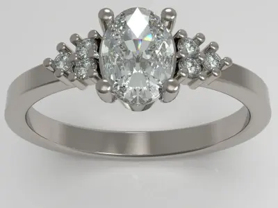 Engagement ring with gems  3D print model