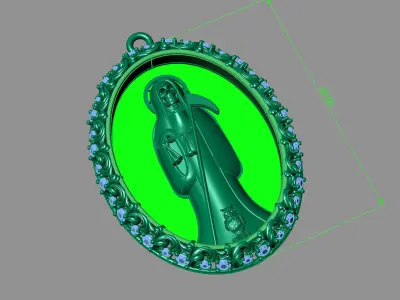  santa muerte holy death small size pendant 3D STL 3DM skull 3D print model