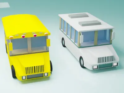 bus pack Low-poly 3D model