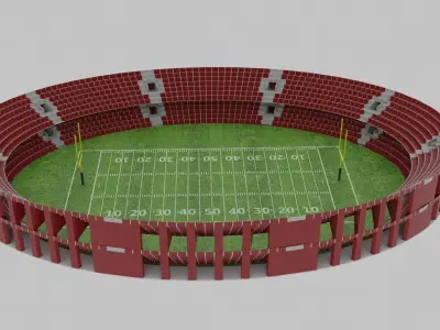 American Football Stadium Low-poly 3D model 9