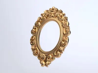 Oval Baroque Mirror Frame 3D model