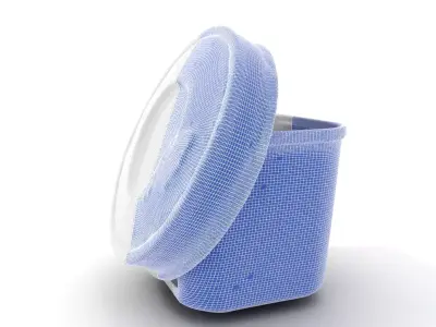 Round Plastic Container with Lid Model Pack Low-poly 3D model