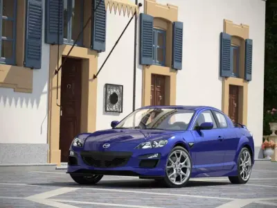 Blue Mazda Rx 8 On The Street 3D model