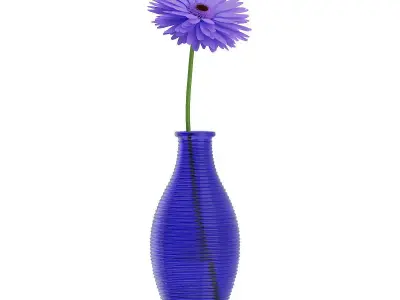 Small Purple Flower in Blue Vase 3D model