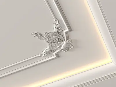 Ceiling  classic coffered illuminated Modern Art Deco style 3D model