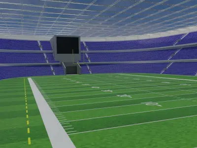 American Football Stadium - Blue Low-poly 3D model