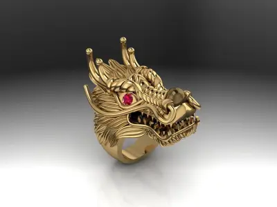 Dragon head ring 3D print model