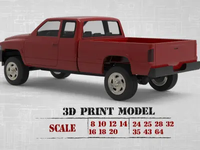 Dodge 1500 2nd gen Truck Extended Quad Cab Printable Body 3D print model