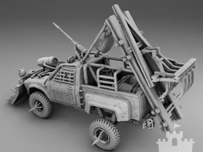 Apocalyptic pickup truck 3D print model