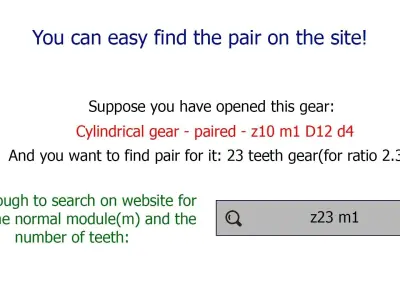 Cylindrical gear - paired - z70 m1 D72 d20 3D print model