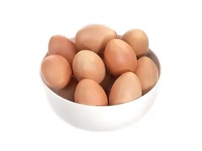 White Bowl with Eggs 3D model