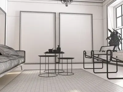 White Living ready to render in Cinema 4D and Corona 3D model