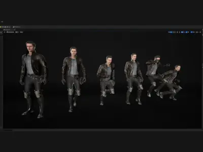 Man - Cyber Outfit - Modular - Rigged Low-poly 3D model