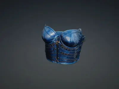 Blue leather corset PBR 4k Low-poly 3D model
