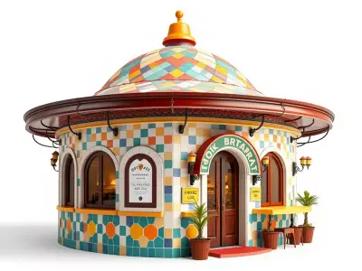 Colorful Bistro Pavilion model pack Low-poly 3D model