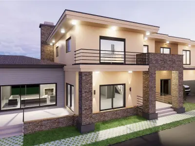 Modern Villa 3D model 13