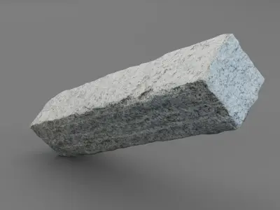 Granite rough solid block 3D model