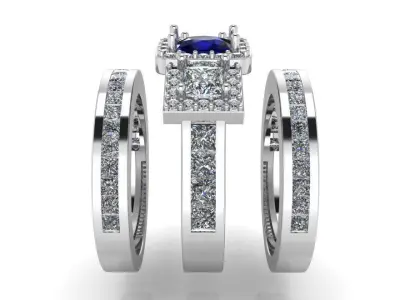 Halo Ring With 2 Channel Setting Band 4030 3D print model