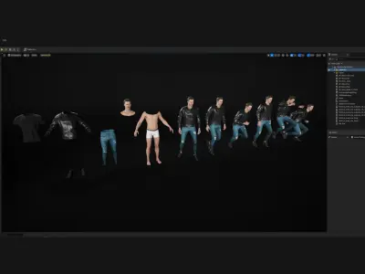 Man - Autumn Outfit 10 - Modular - Rigged Low-poly 3D model