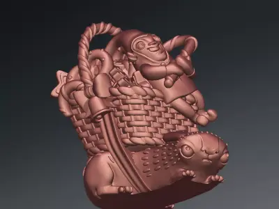 3D printed Funny Christmas elf with bunny and gifts 3D print model