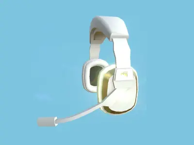 Headset 06 - Gold White - Character Fashion Design Low-poly 3D model