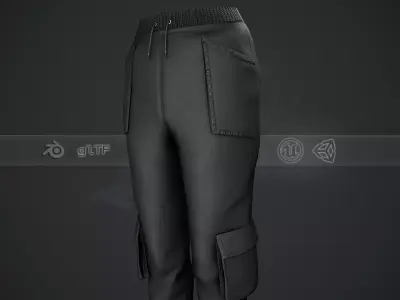 Black Sport Pants  Style 1 Low-poly 3D model