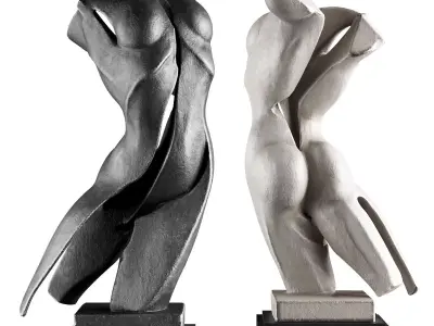 Dynamic woman torso sculpture Low-poly 3D model