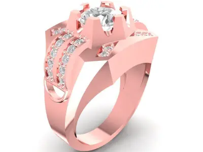 Luxury Crown Style Diamond Men Ring 3D Model 2785 3D print model