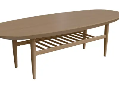 White Oak Oval Coffee Table Low-poly 3D model