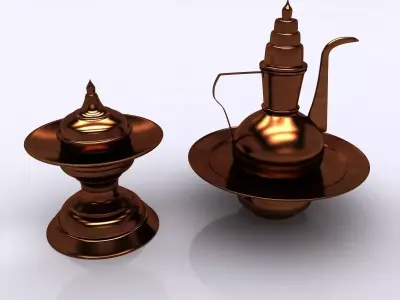Oriental Coffee Pot and Sugar Bowl 3D model