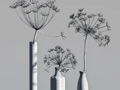 Indoor Plant Set 04-dry plants in glass vase 3D model