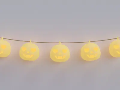 Halloween pumpkin garland Low-poly 3D model